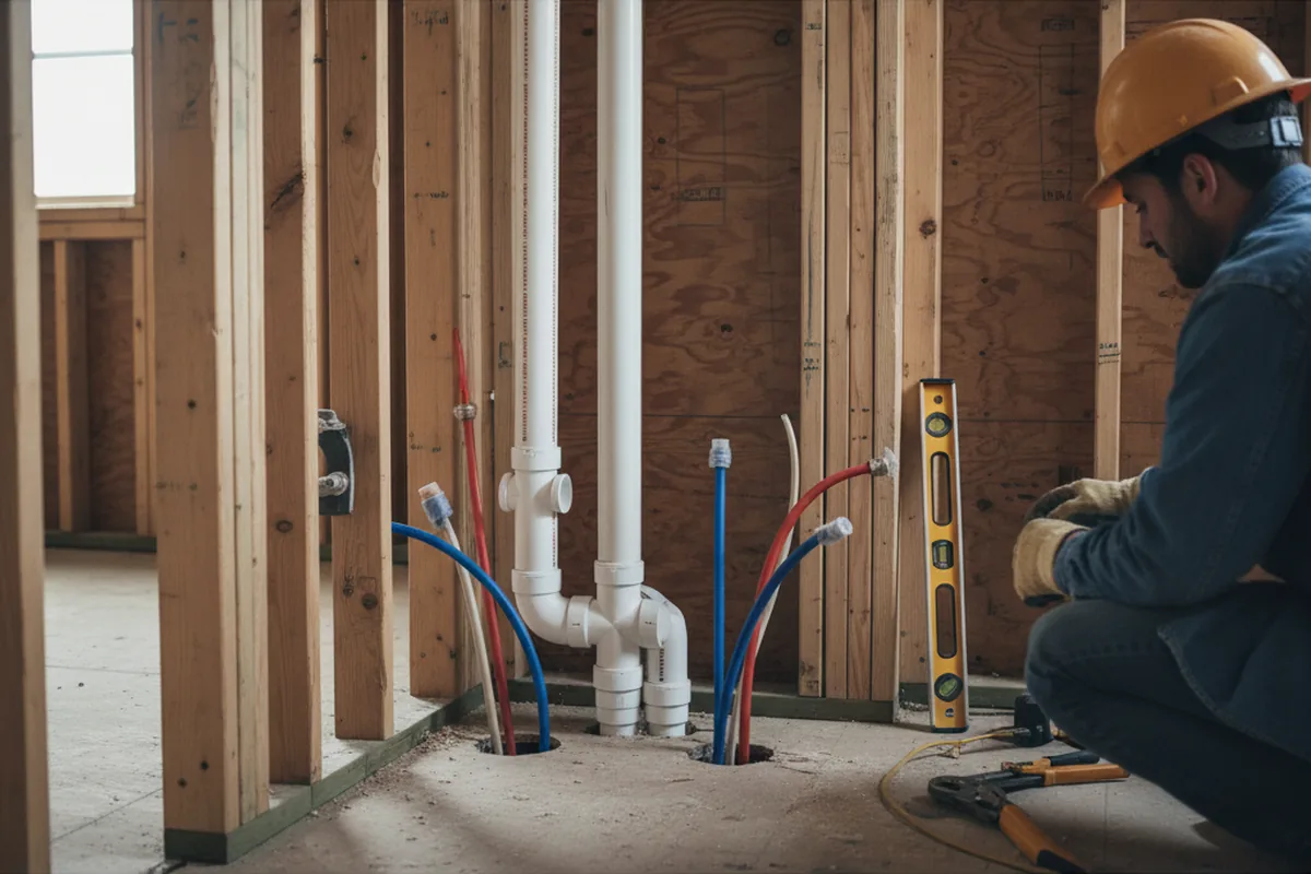 Drain and supply rough-in during Leak Detection in Oswegatchie